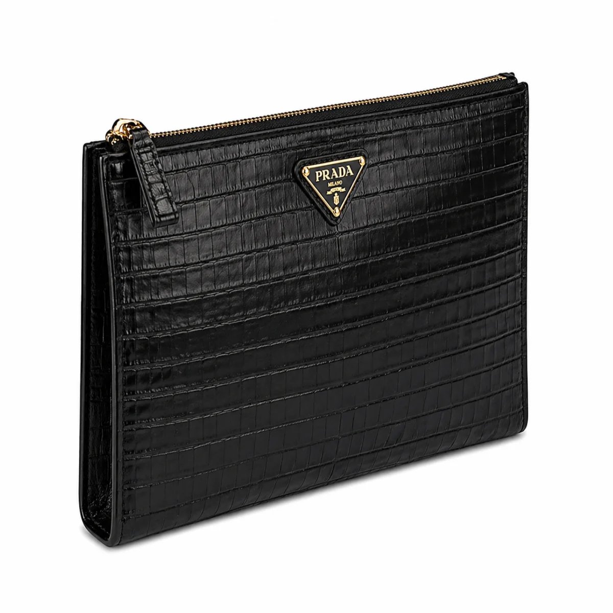 محفظة يد رجالية من برادا – تصميم فاخر بنقشة جلد التمساح - صورة 2