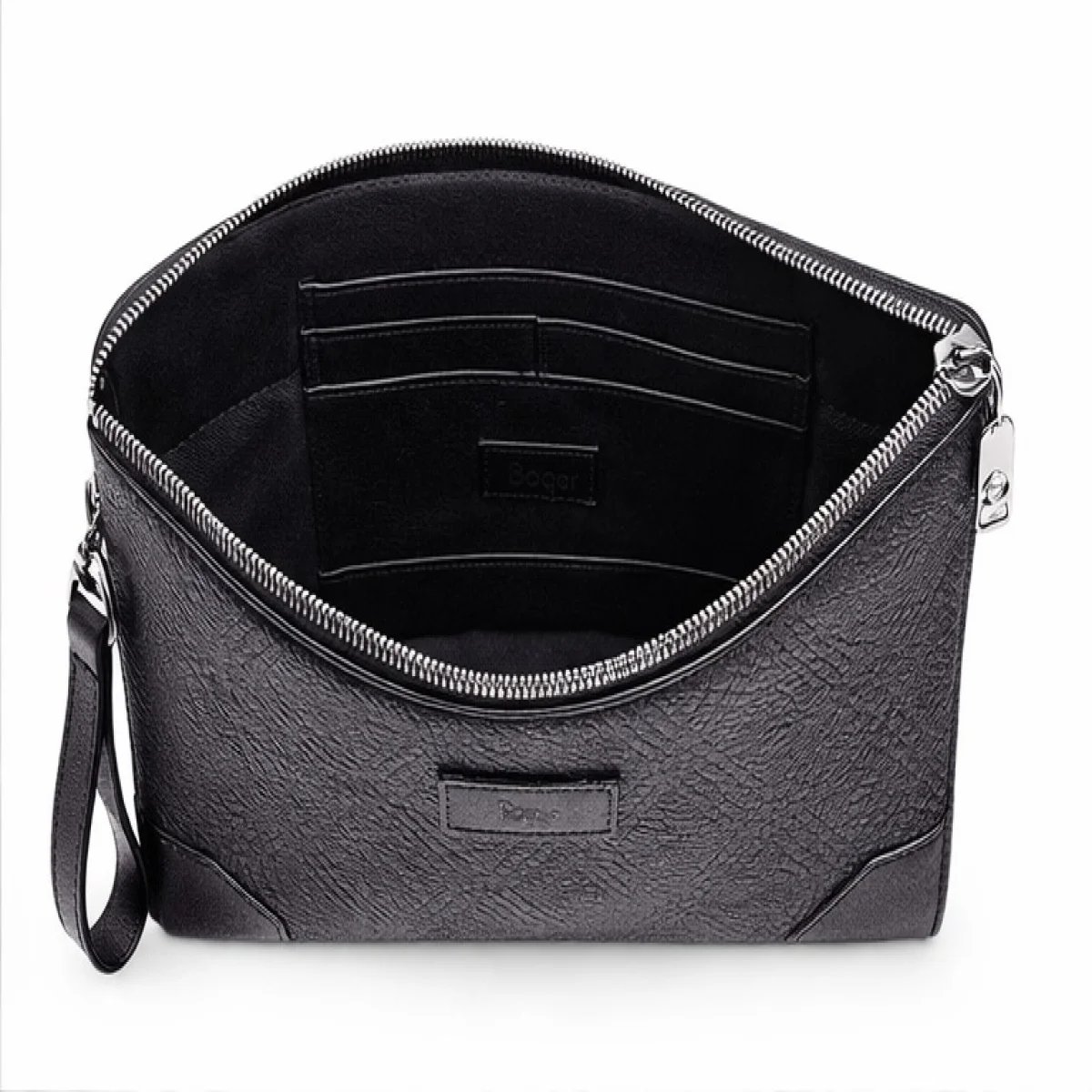 Regal Knight London – Heritage Check Leather Zip Clutch – Black Edition - صورة 3