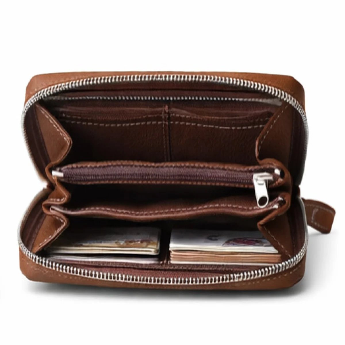 Hermès – Leather Zip Clutch Pouch – Brown Edition - صورة 4