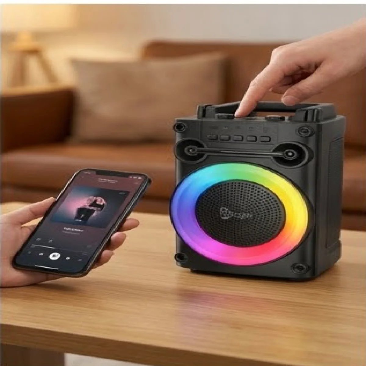 Baqer Portable Speaker – Powerful Sound with RGB Lighting –ZQS1453 - صورة 3