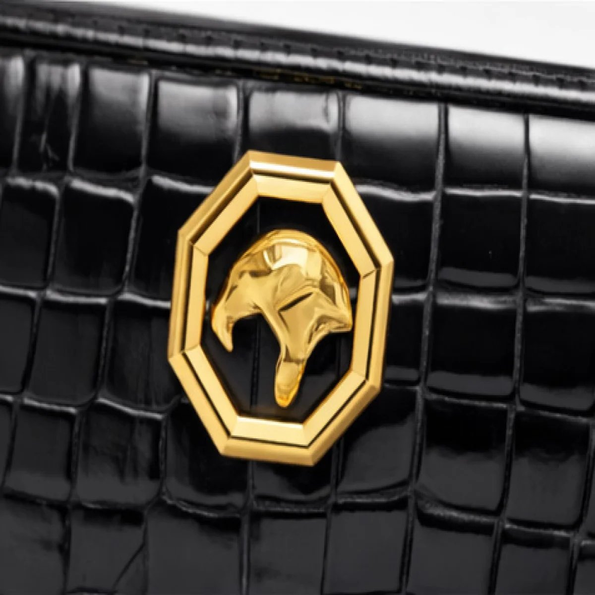 Crocodile Embossed Leather Zip Wallet – Black Luxury Edition - صورة 2