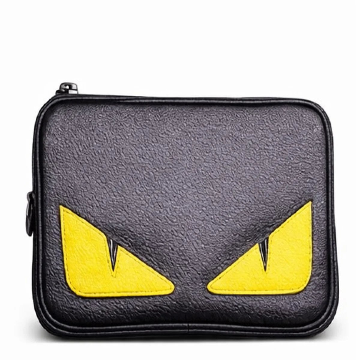 Noir Edge Milano – Monster Eyes Leather Zip Clutch – Black & Yellow Edition - صورة 5