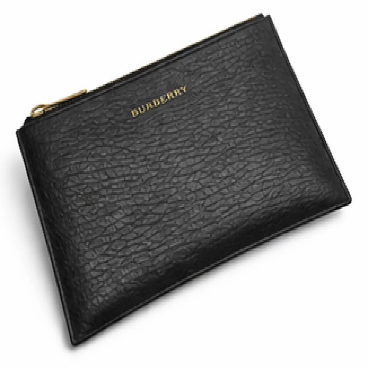Burberry – Grained Leather Zip Pouch Clutch – Black Classic Edition - صورة 2