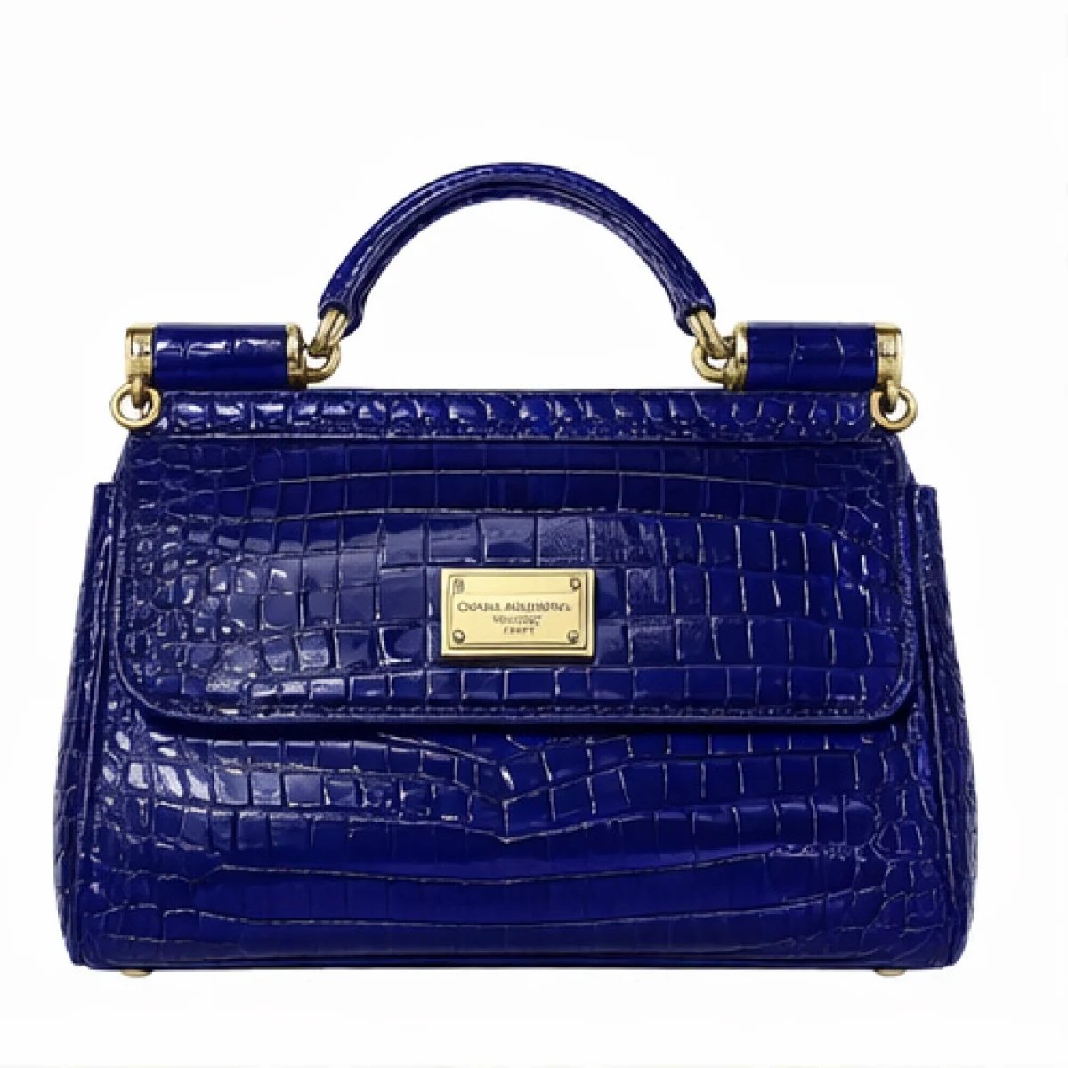 Dolce & Gabbana Crocodile Embossed Top Handle Bag – Royal Blue Edition - صورة 4