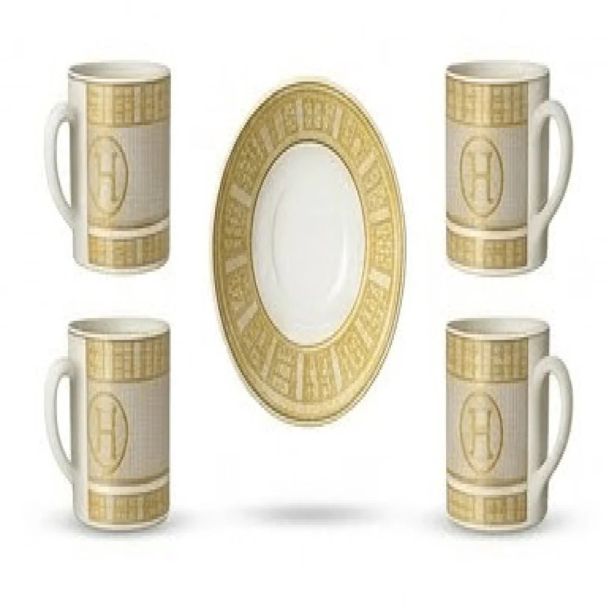 HERMÈS – Luxury Gold Coffee Cup Set - صورة 5