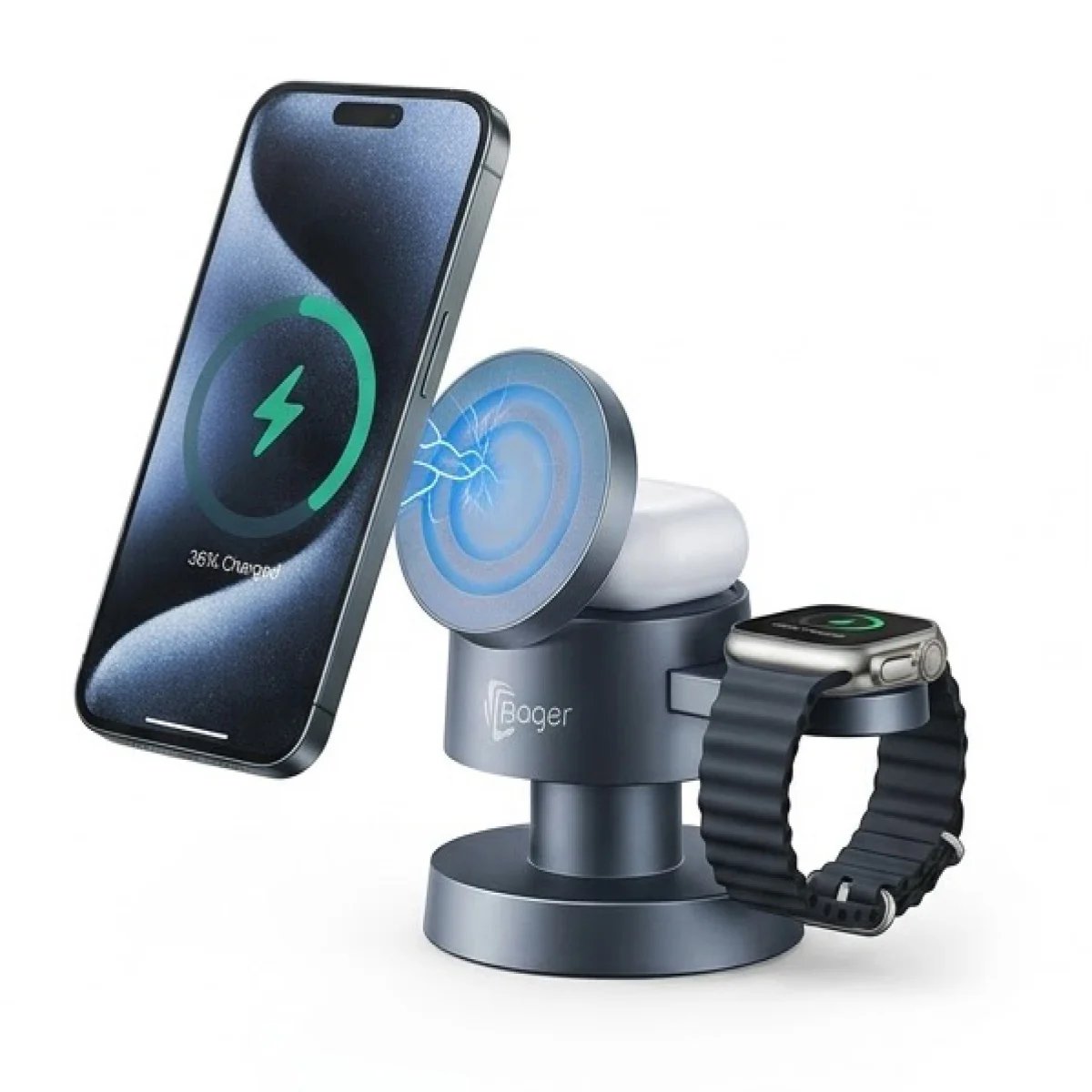 Baqer Wireless Charging Station 4-in-1 – Fast Multi-Device Charging –4 IN 1 wireless Charger - صورة 4
