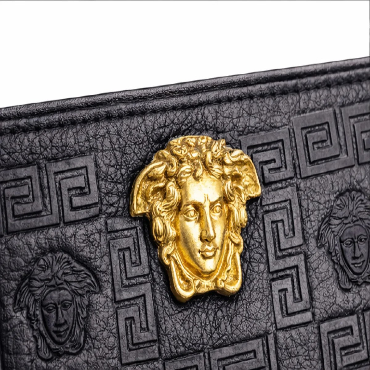 Versano Medusa Milano – Medusa Icon Embossed Leather Zip Clutch – Black Edition - صورة 2