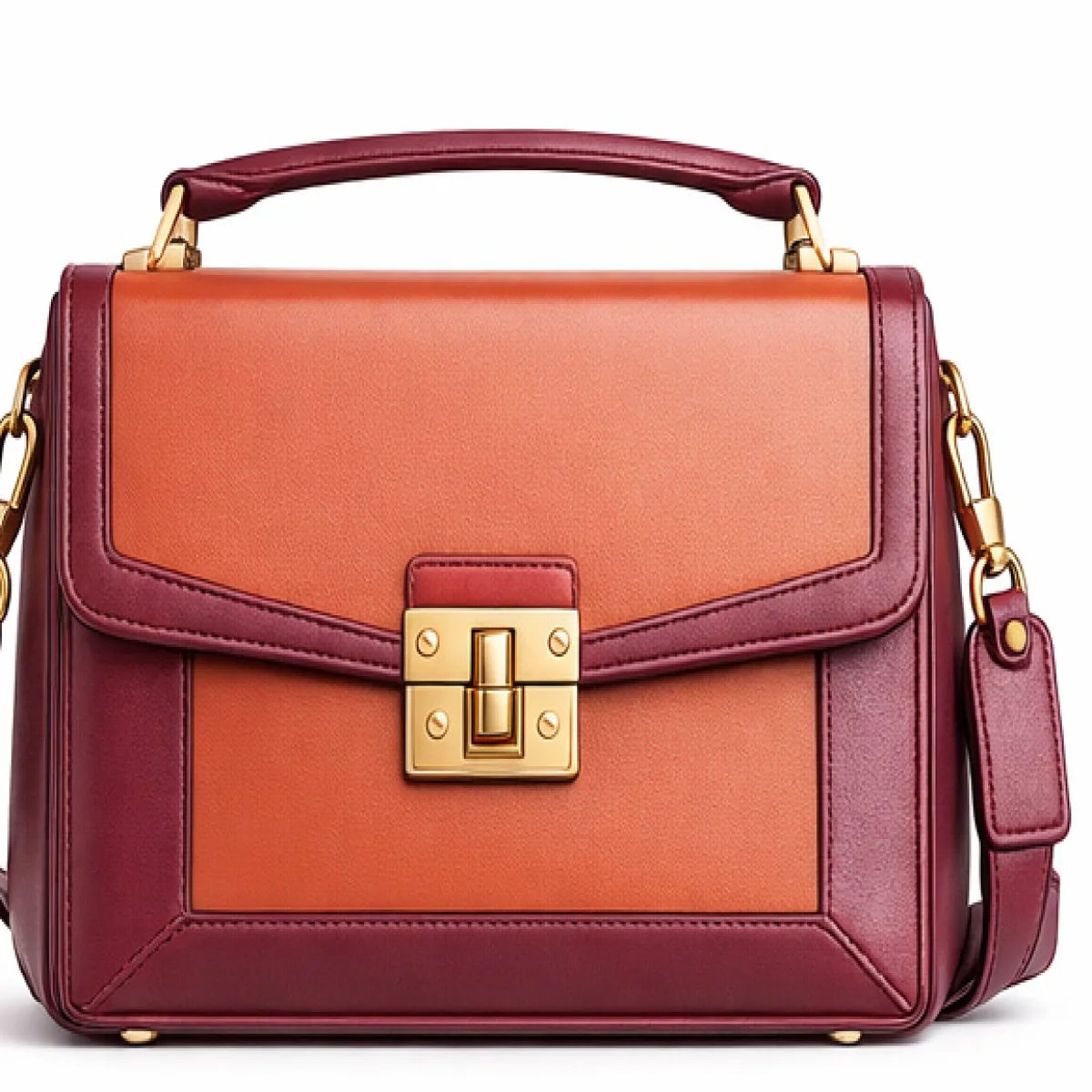 Fendi Dual Tone Leather Top Handle Bag - صورة 11