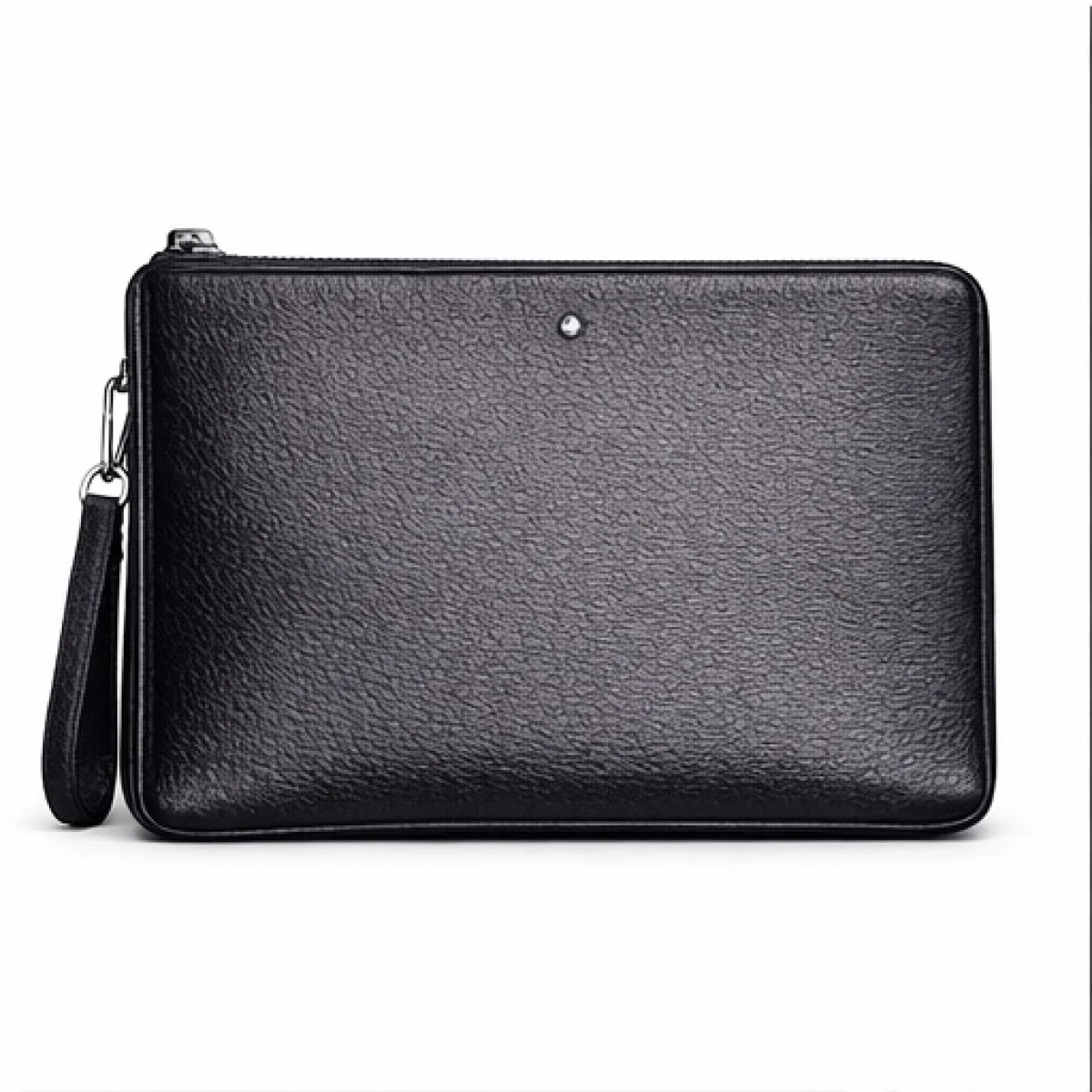 Minimal Classic Leather Zip Clutch – Black Edition - صورة 5