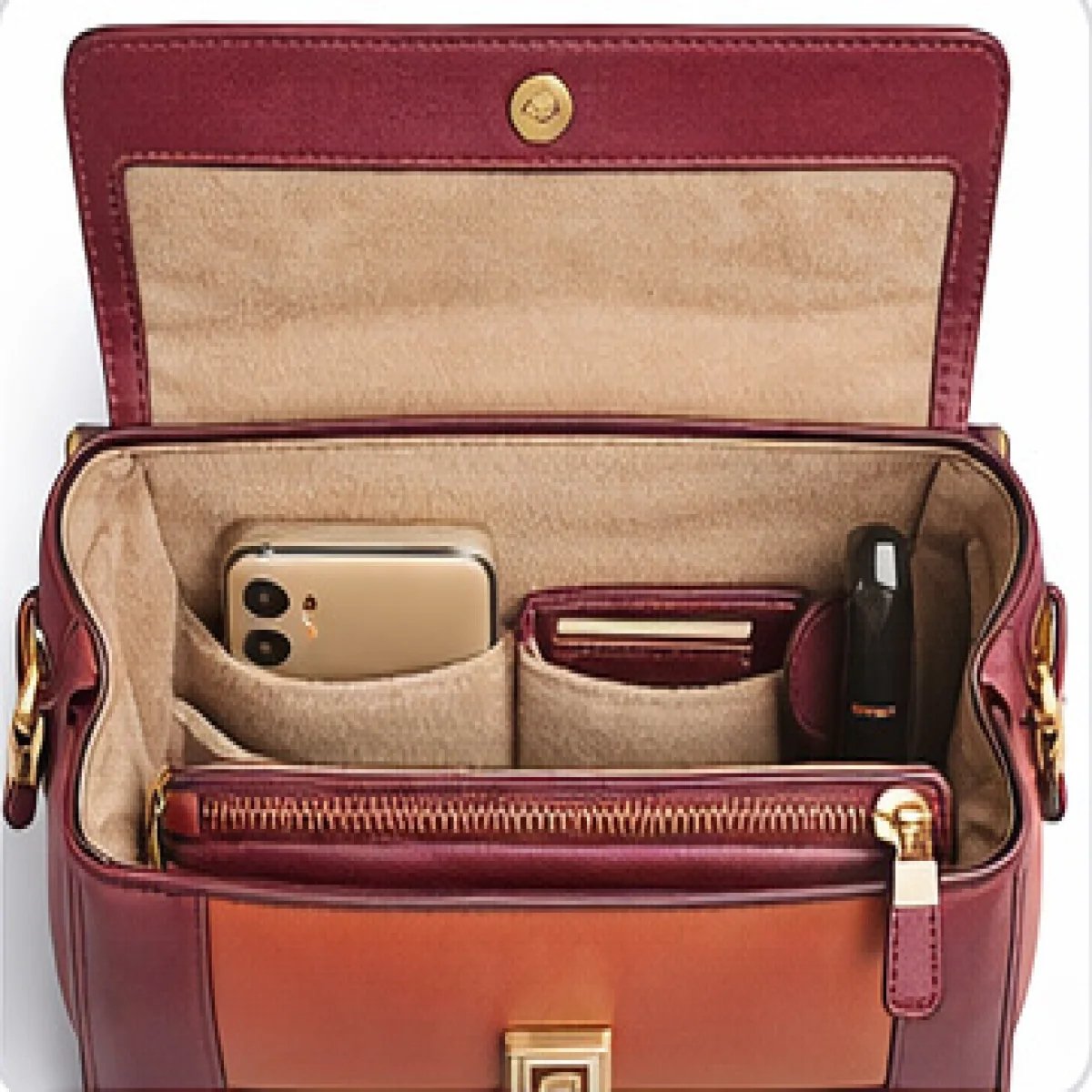 Fendi Dual Tone Leather Top Handle Bag - صورة 6