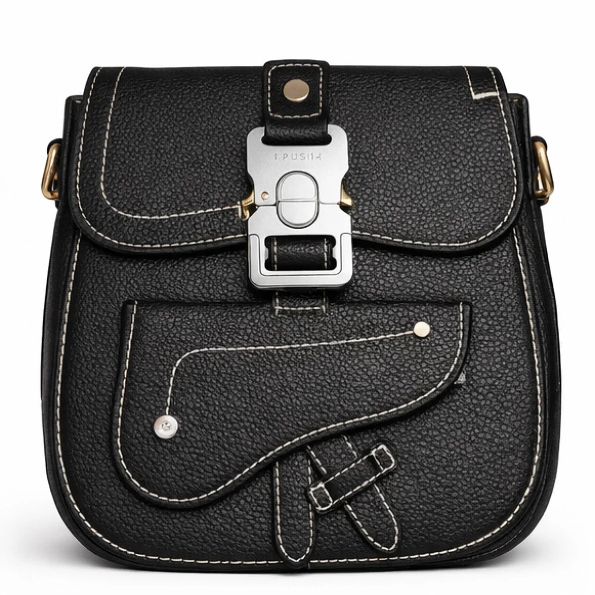Christian Dior Saddle Messenger Bag – Black Grained Leather - صورة 9