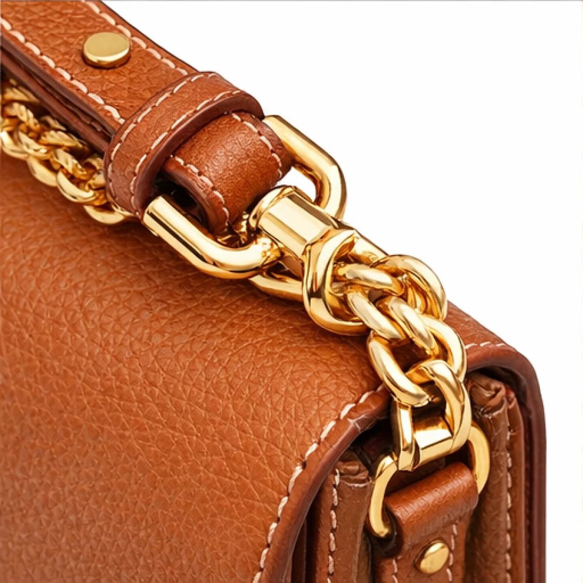 Tory Burch – Miller Chain Shoulder Bag – Brown Leather - صورة 3