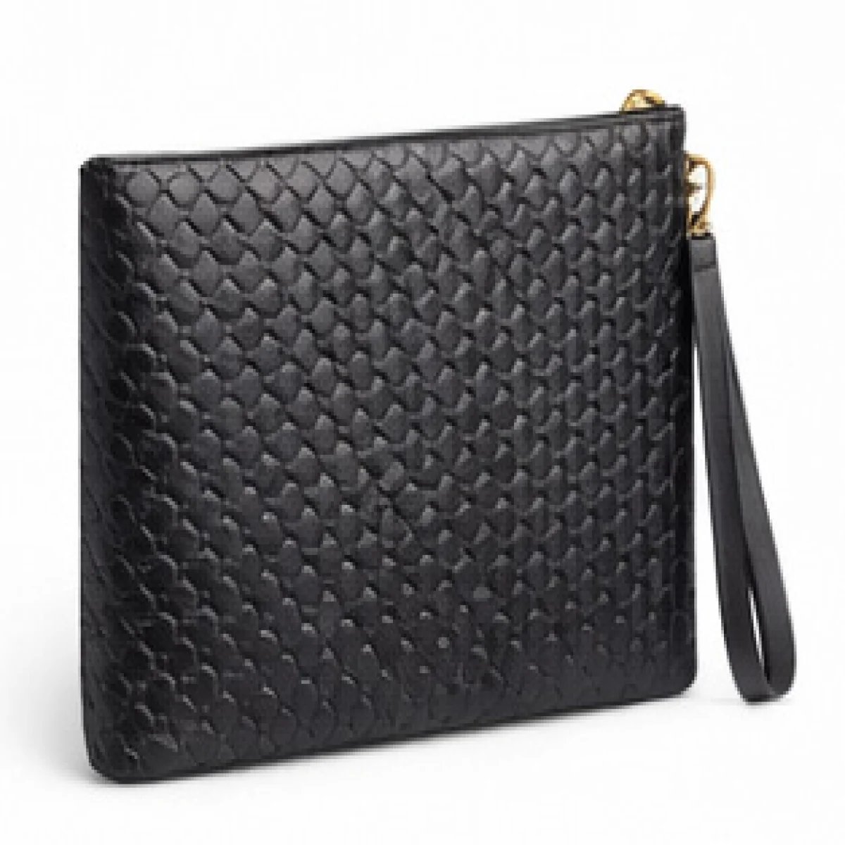 Bottega Veneta – Intrecciato Leather Zip Clutch – Black Edition - صورة 2