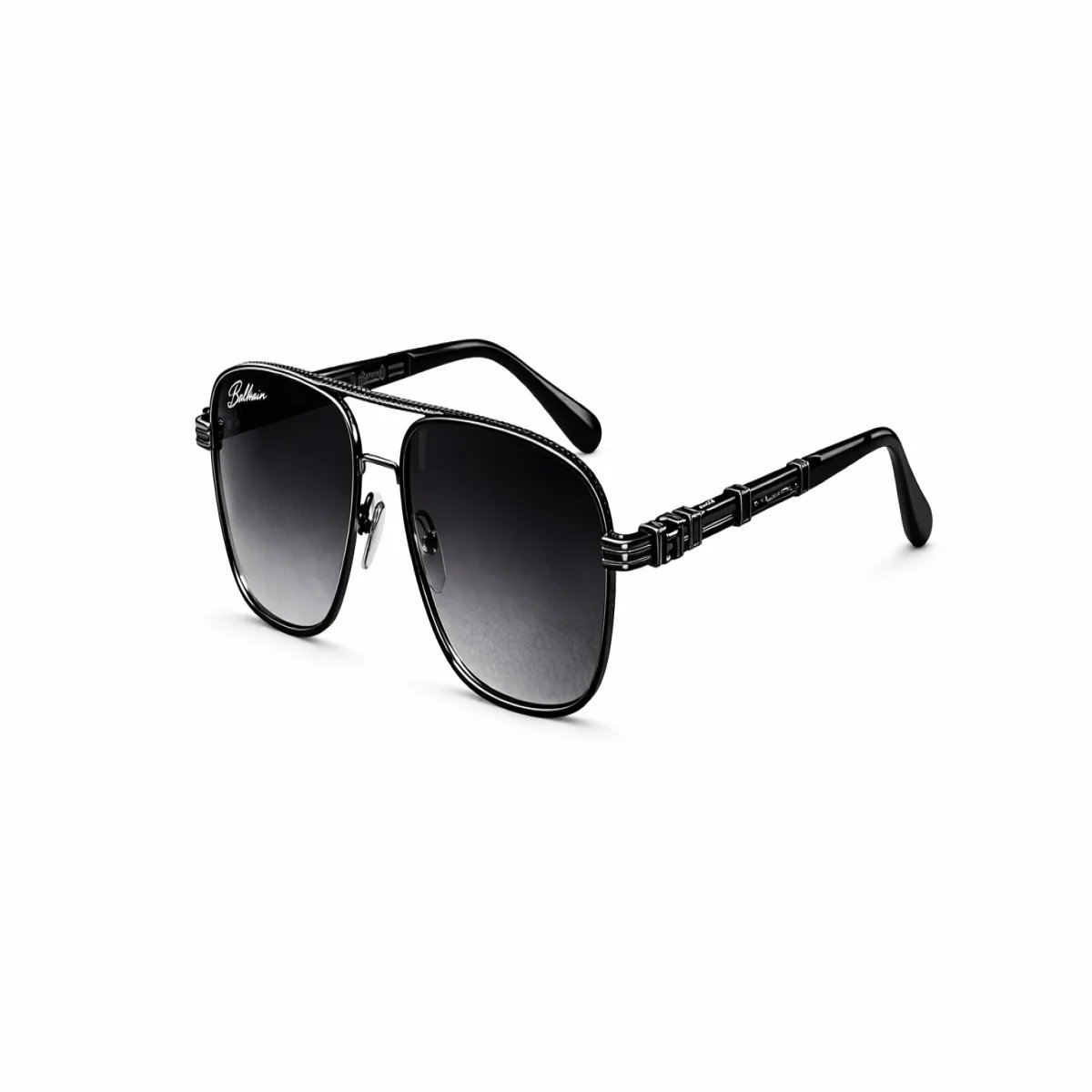 Balmain Premier BPS 155 Navigator Sunglasses – Titanium Frame, Double Bridge, Luxury Shield Design - صورة 3