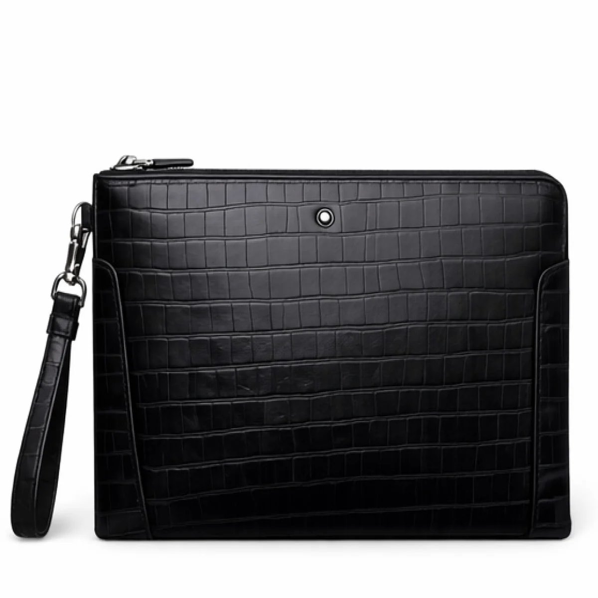 Montblanc – Croc-Embossed Leather Zip Clutch – Black Edition - صورة 5