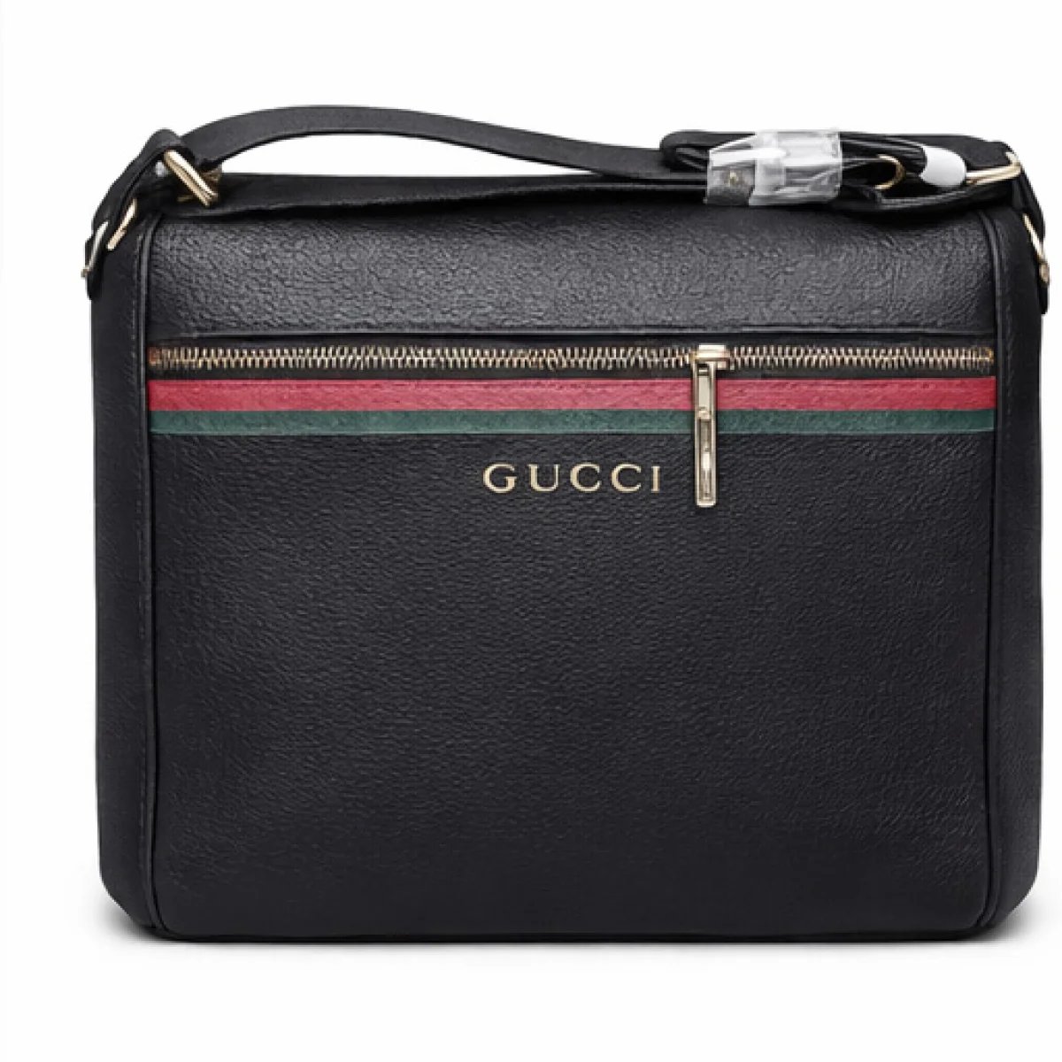 Gucci Web Stripe Leather Crossbody Bag – Black Edition - صورة 9
