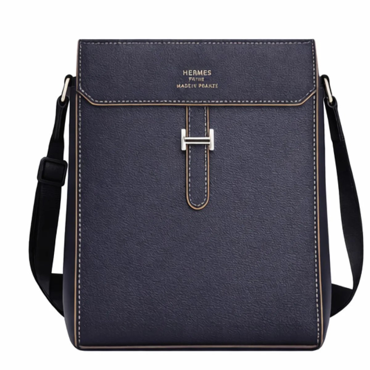 Hermès Messenger Leather Bag – Navy Edition - صورة 9