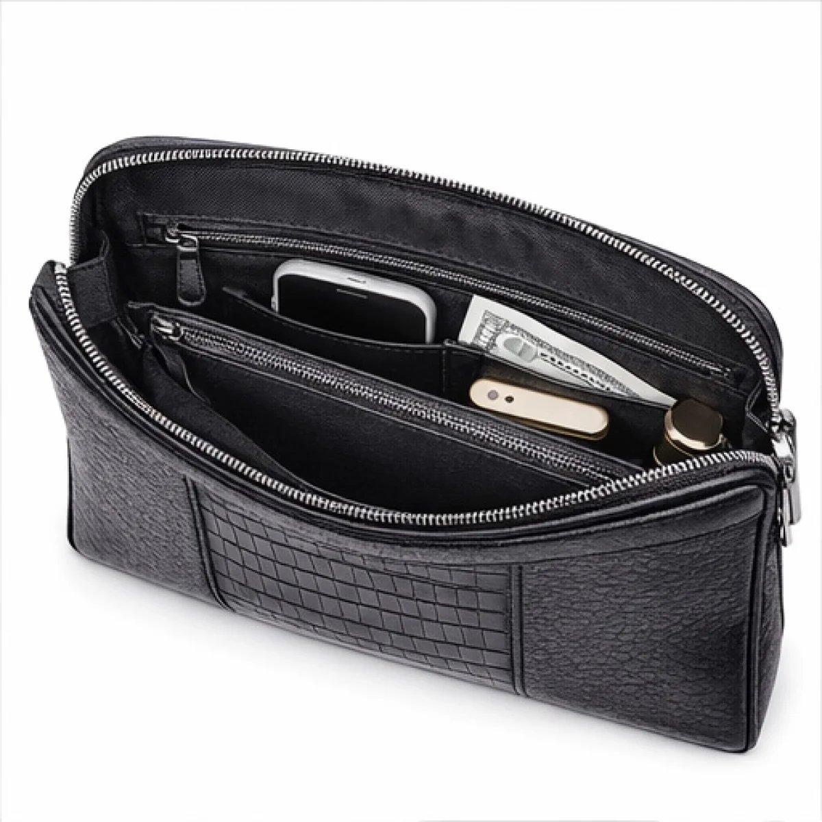 : Louis Vuitton Croc-Texture Leather Pouch – Black Edition - صورة 4