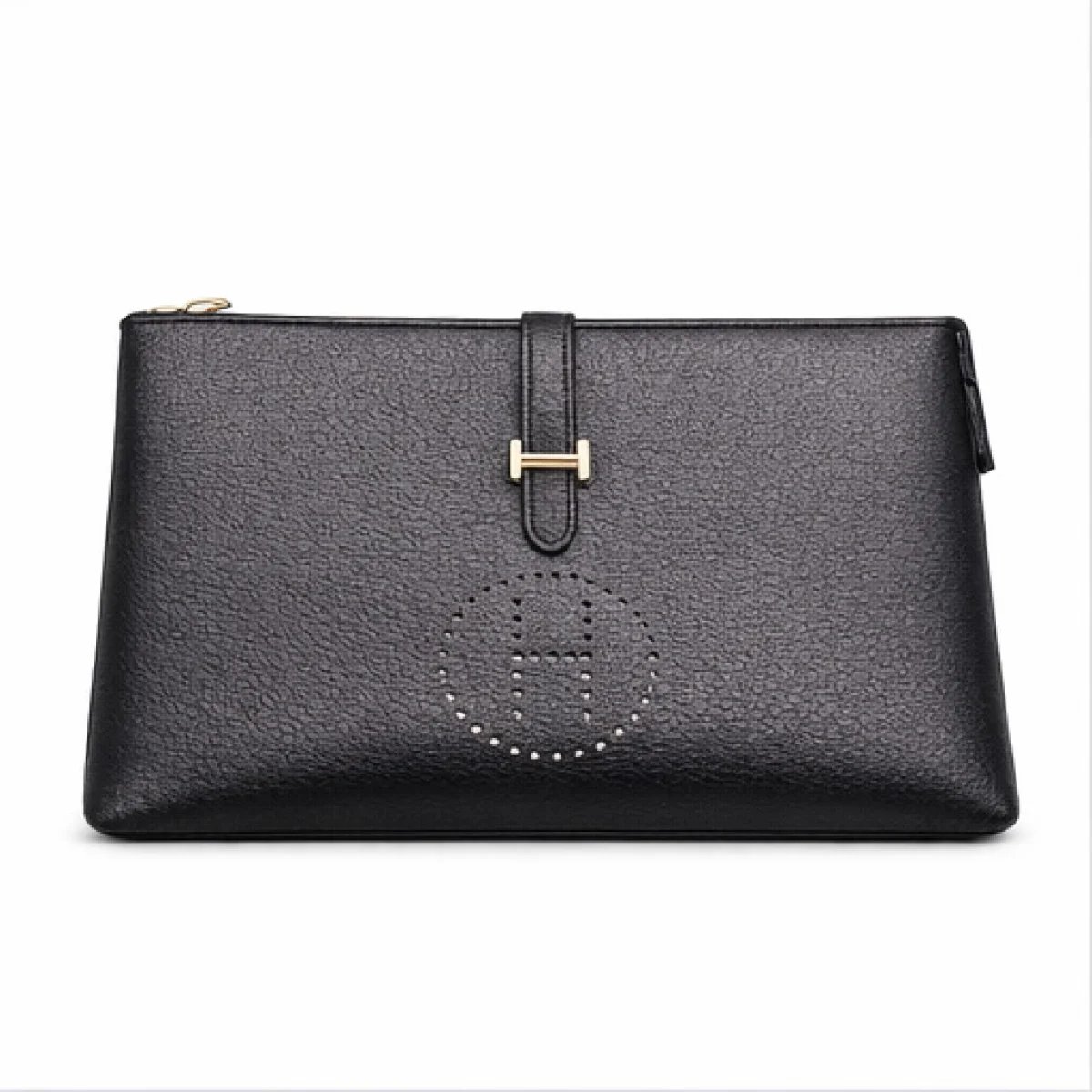 Hermès Paris – Evelyne H Leather Zip Clutch – Black Edition - صورة 4