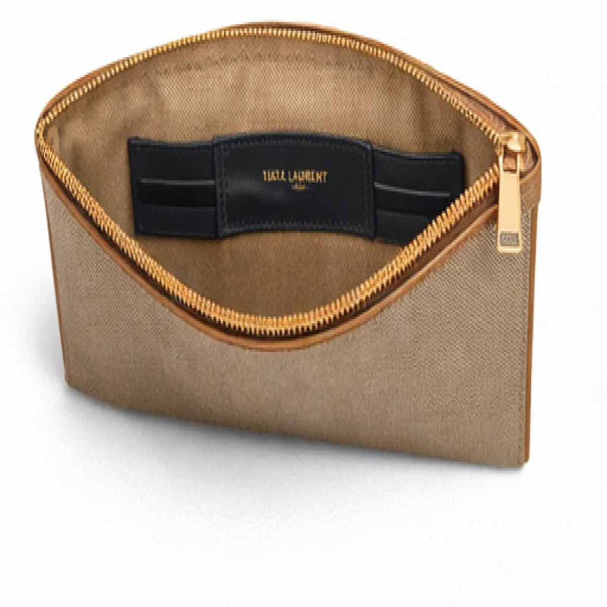 Saint Laurent – Cassandre Leather Clutch – Beige & Tan Edition - صورة 4