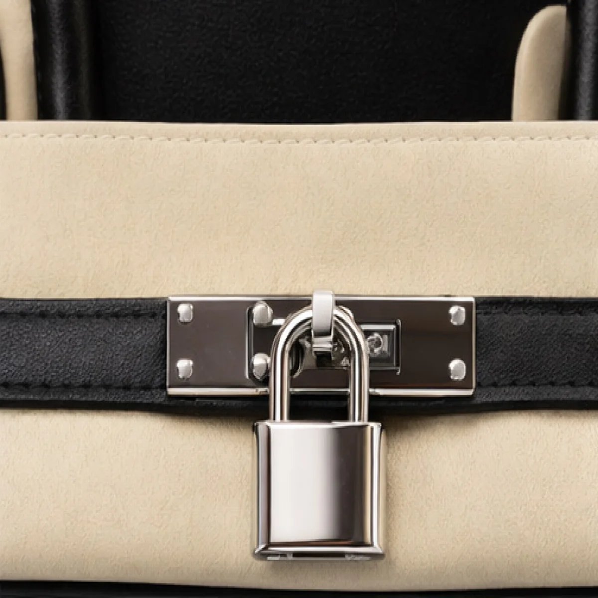 Hermès Paris – Birkin Style Structured Tote – Black & Beige Edition - صورة 2