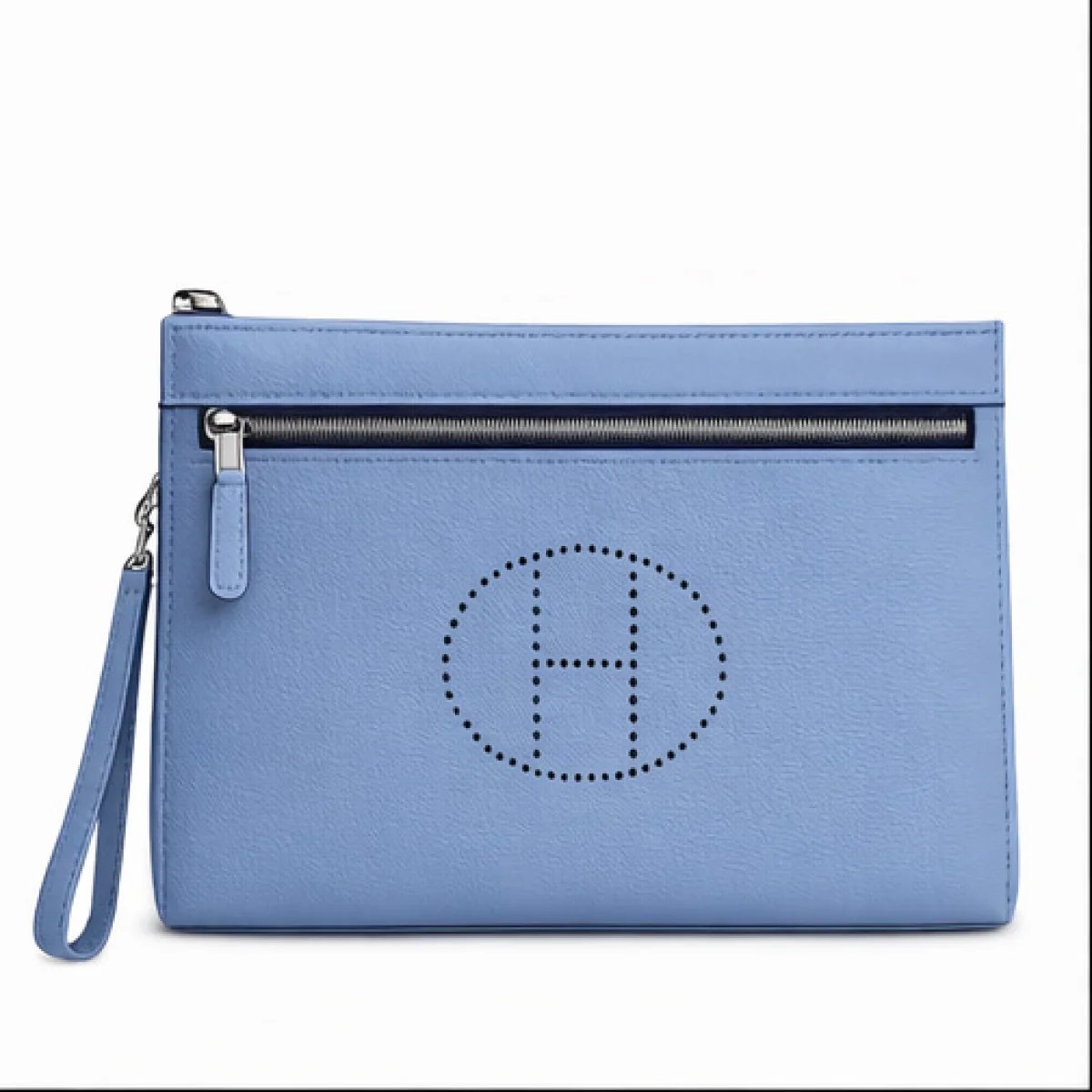 Horizon Elite – Signature H Leather Zip Clutch – Sky Blue Edition - صورة 5