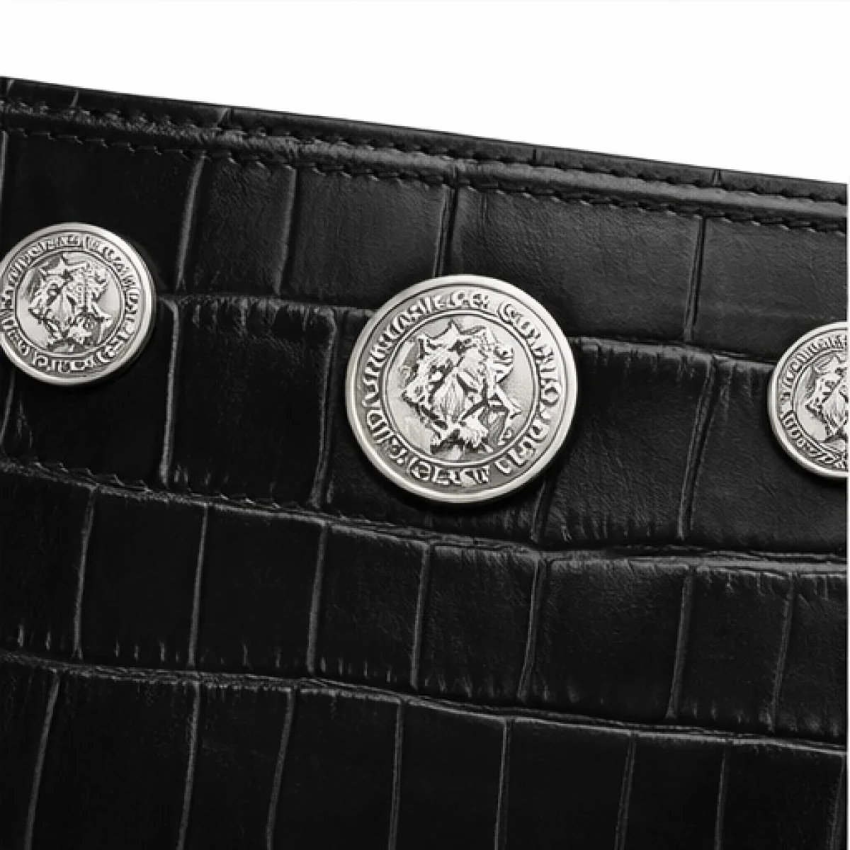 Versace – Medusa Studded Croc Leather Clutch – Black Edition - صورة 3