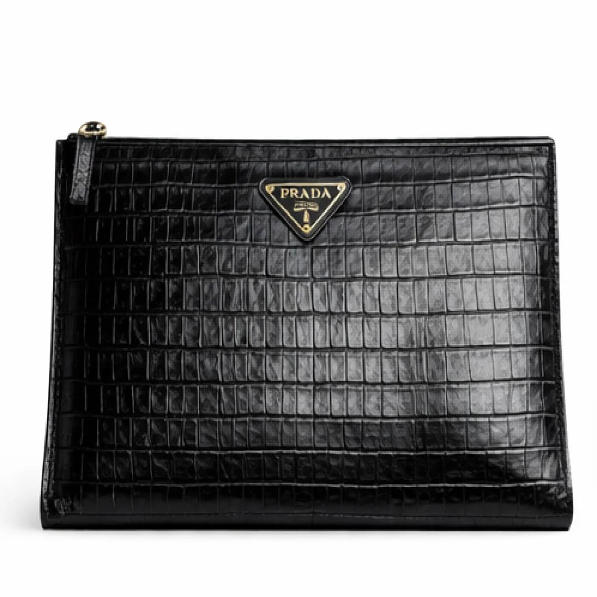 Prada – Crocodile Embossed Clutch – Black Edition - صورة 5