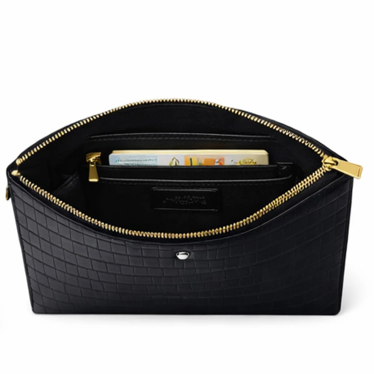 Montblanc – Croc-Embossed Leather Zip Clutch – Black Edition - صورة 4