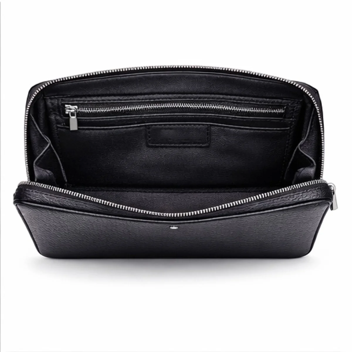 Minimal Classic Leather Zip Clutch – Black Edition | تصميم فاخر مستوحى | باقر ستور العراق — صورة 6