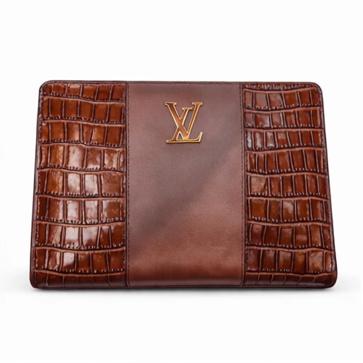 Louis Vuitton – Crocodile Embossed Leather Clutch – Brown Edition - صورة 5