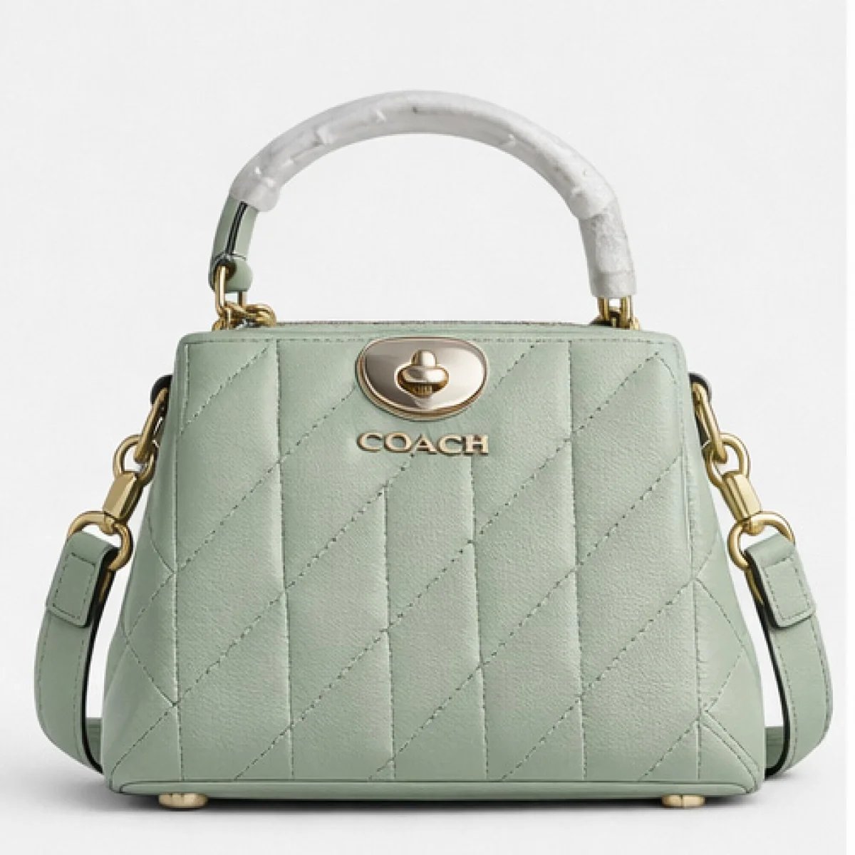 Coach Quilted Leather Top Handle Bag – Sage Green - صورة 11