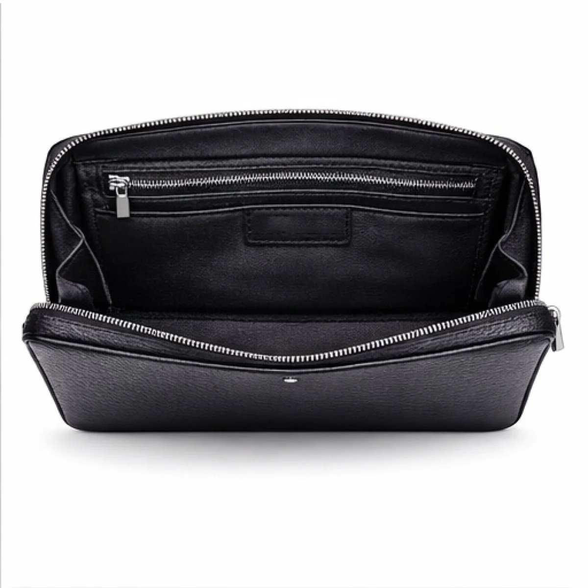 Minimal Classic Leather Zip Clutch – Black Edition - صورة 4