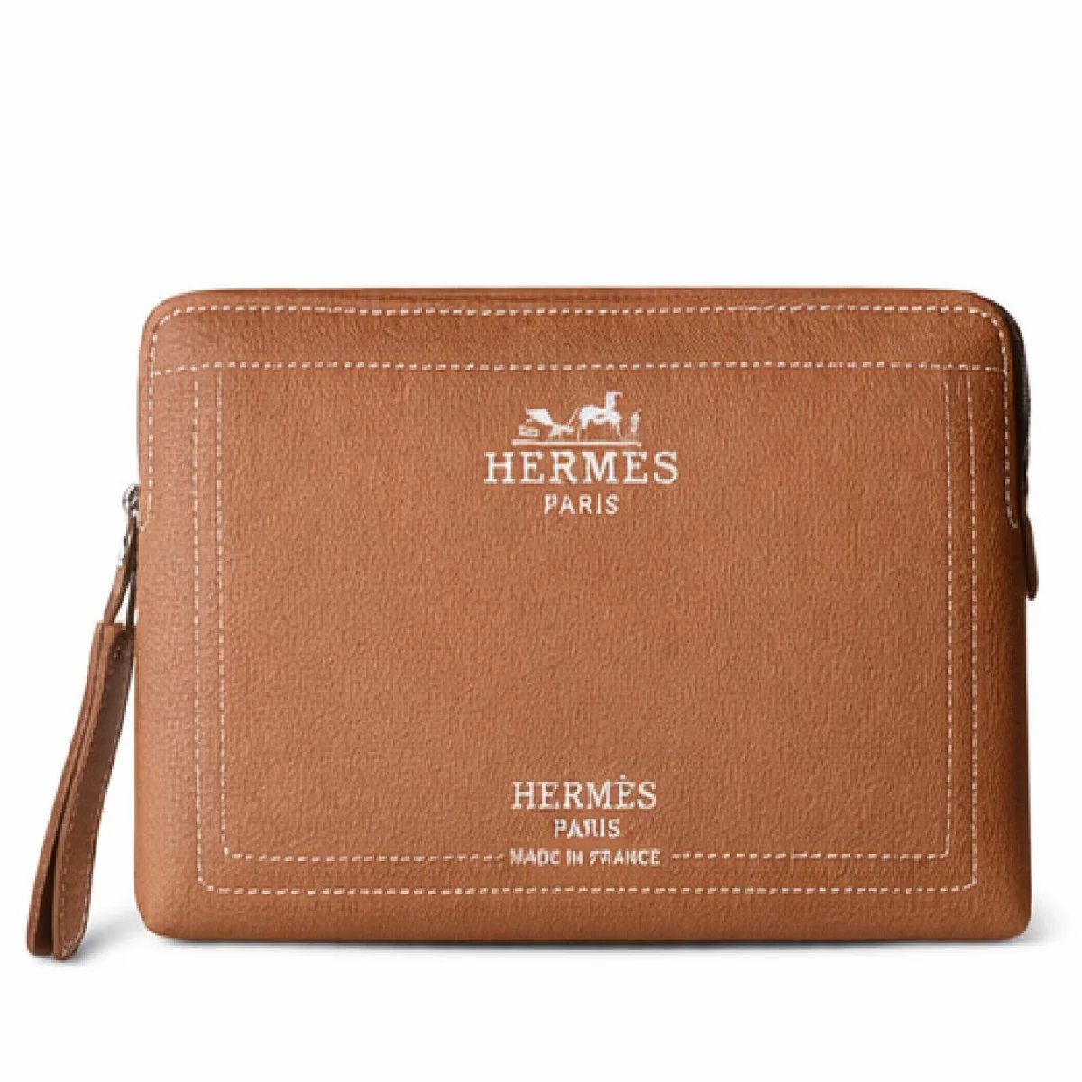 Hermès Paris – Classic Leather Zip Pouch – Brown Edition - صورة 4