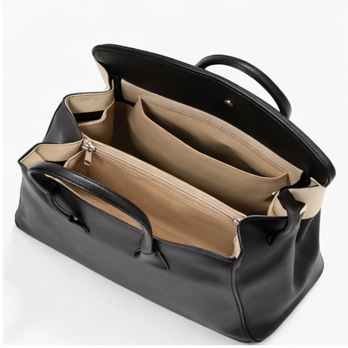 Hermès Paris – Birkin Style Structured Tote – Black & Beige Edition - صورة 3