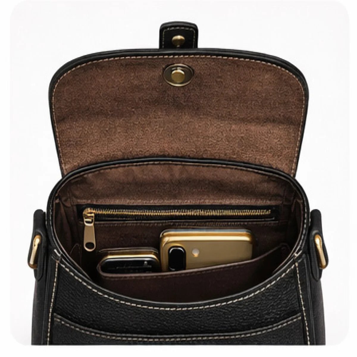 Christian Dior Saddle Messenger Bag – Black Grained Leather - صورة 4