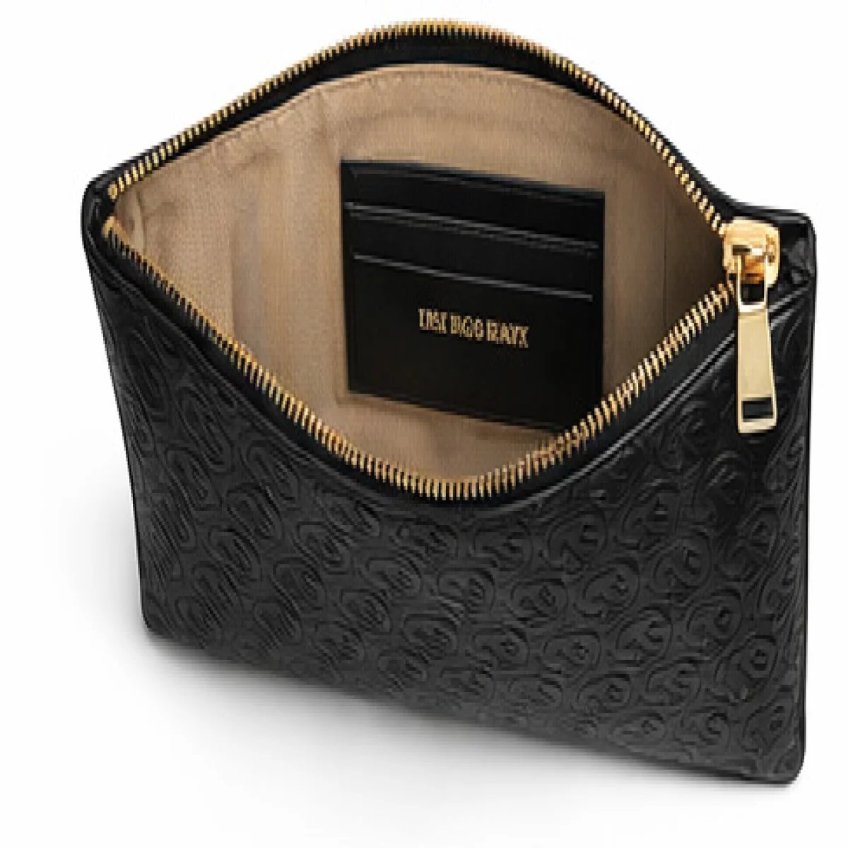 Burberry – Monogram Embossed Leather Pouch Clutch – Black Edition - صورة 4