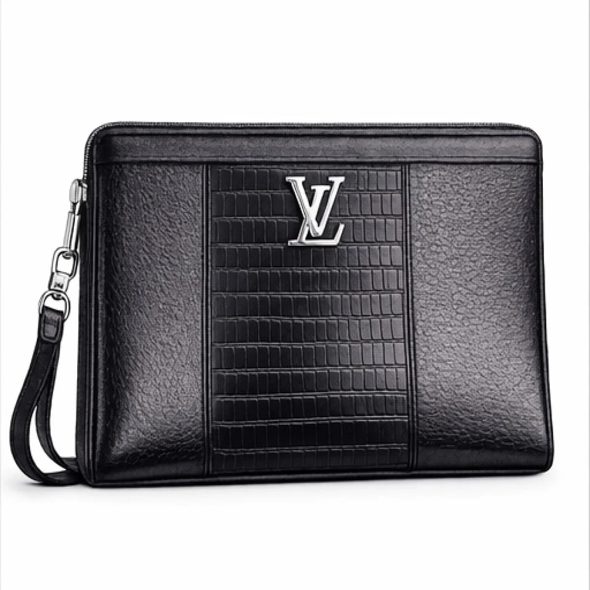 : Louis Vuitton Croc-Texture Leather Pouch – Black Edition - صورة 7