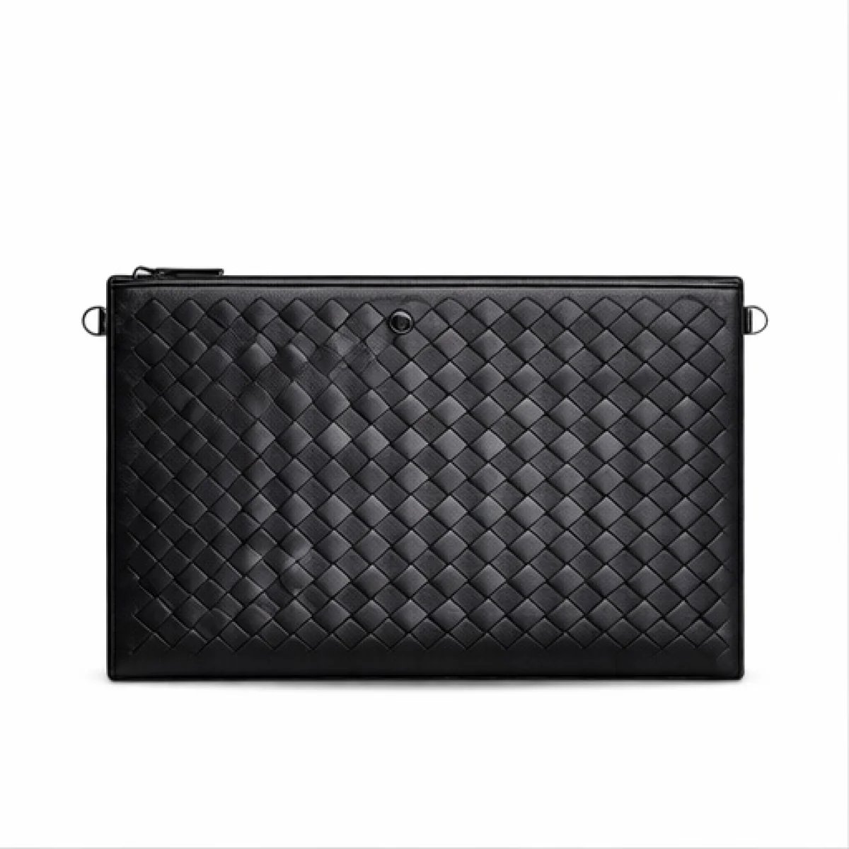 Bottega Veneta – Intrecciato Leather Zip Clutch – Black Edition - صورة 4