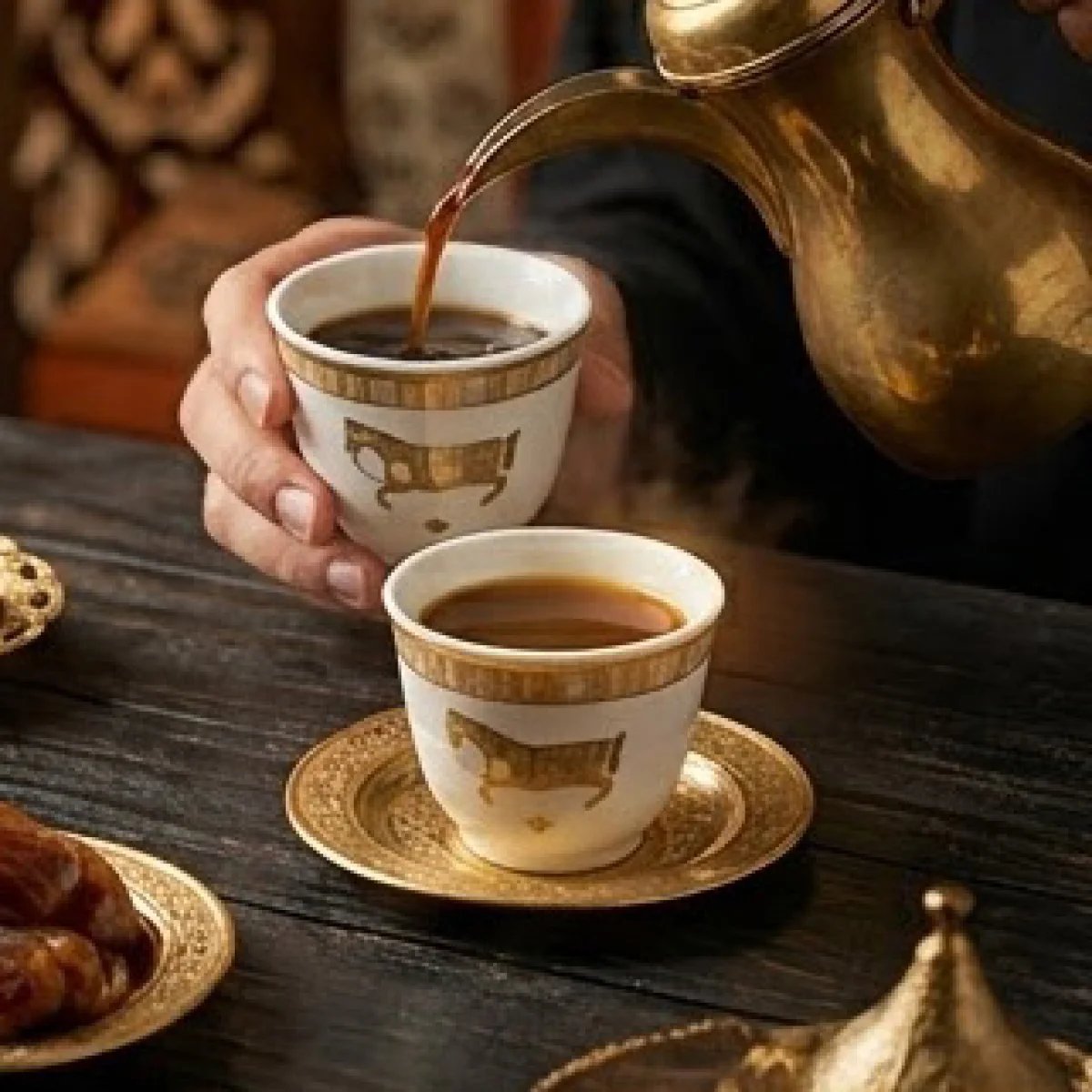HERMÈS – Luxury Gold Horse Espresso Cup Set - صورة 3