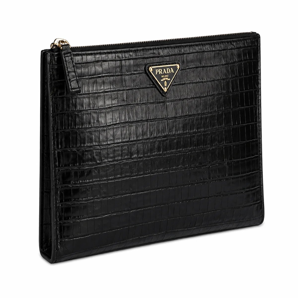 محفظة يد رجالية من برادا – تصميم فاخر بنقشة جلد التمساح - صورة 3