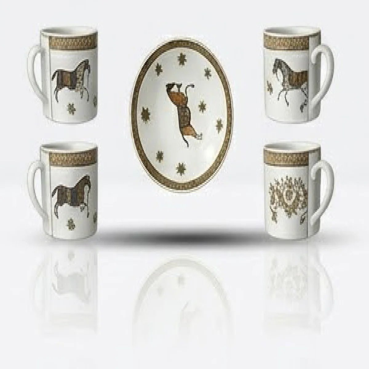 HERMÈS – Luxury Horse Design Coffee Cup Set - صورة 5