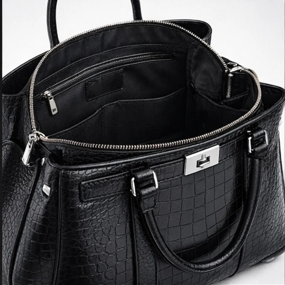 Crocodile Embossed Luxury Tote Bag - صورة 4