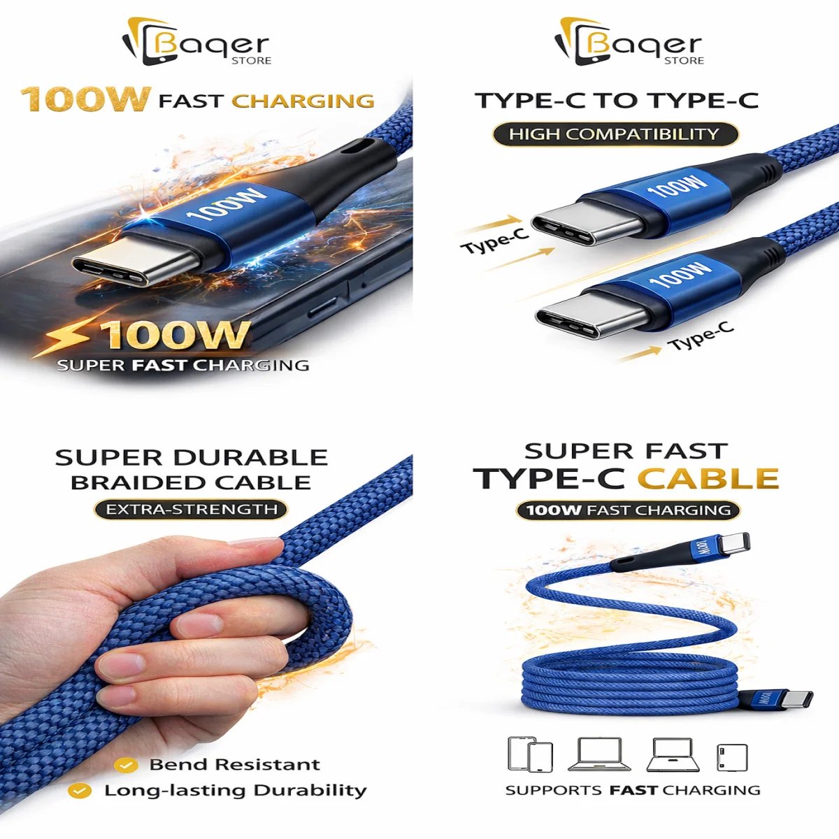 كيبل Type-c Baqer CA91 - صورة 2