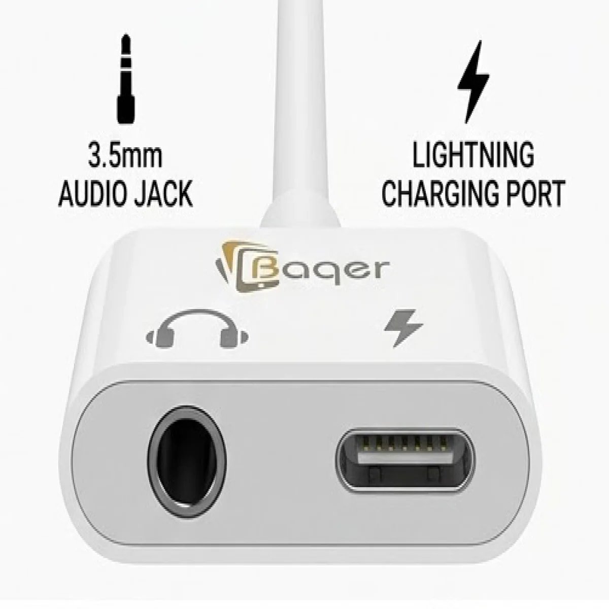 Baqer Lightning to AUX + Lightning Adapter – Audio & Charging –MH_030 - صورة 5