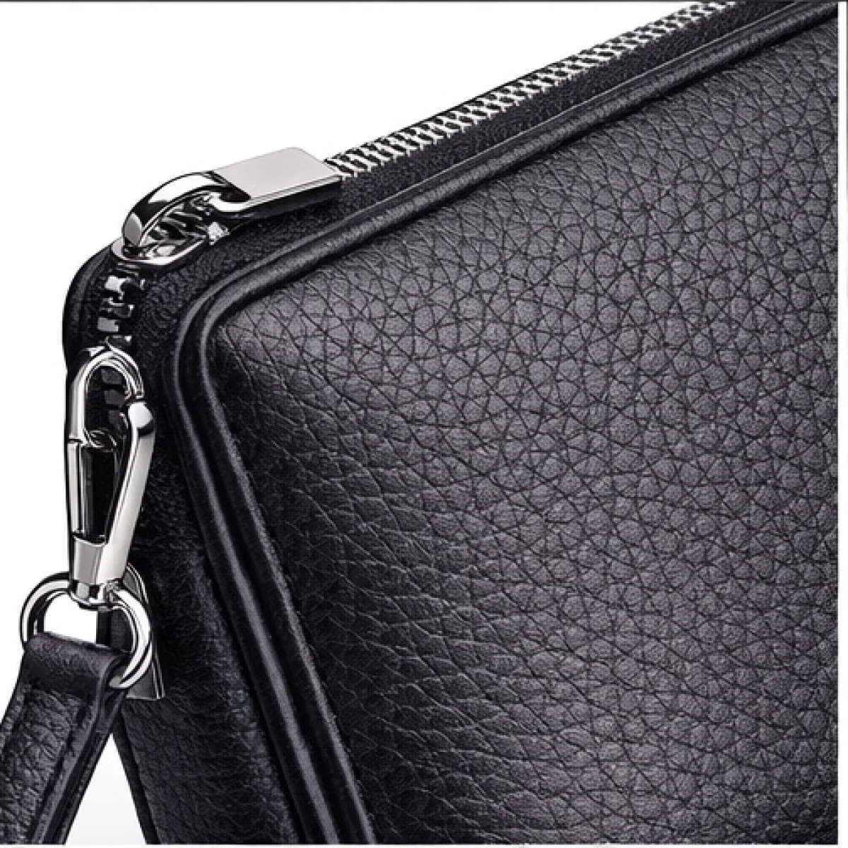 Minimal Classic Leather Zip Clutch – Black Edition | تصميم فاخر مستوحى | باقر ستور العراق — صورة 8
