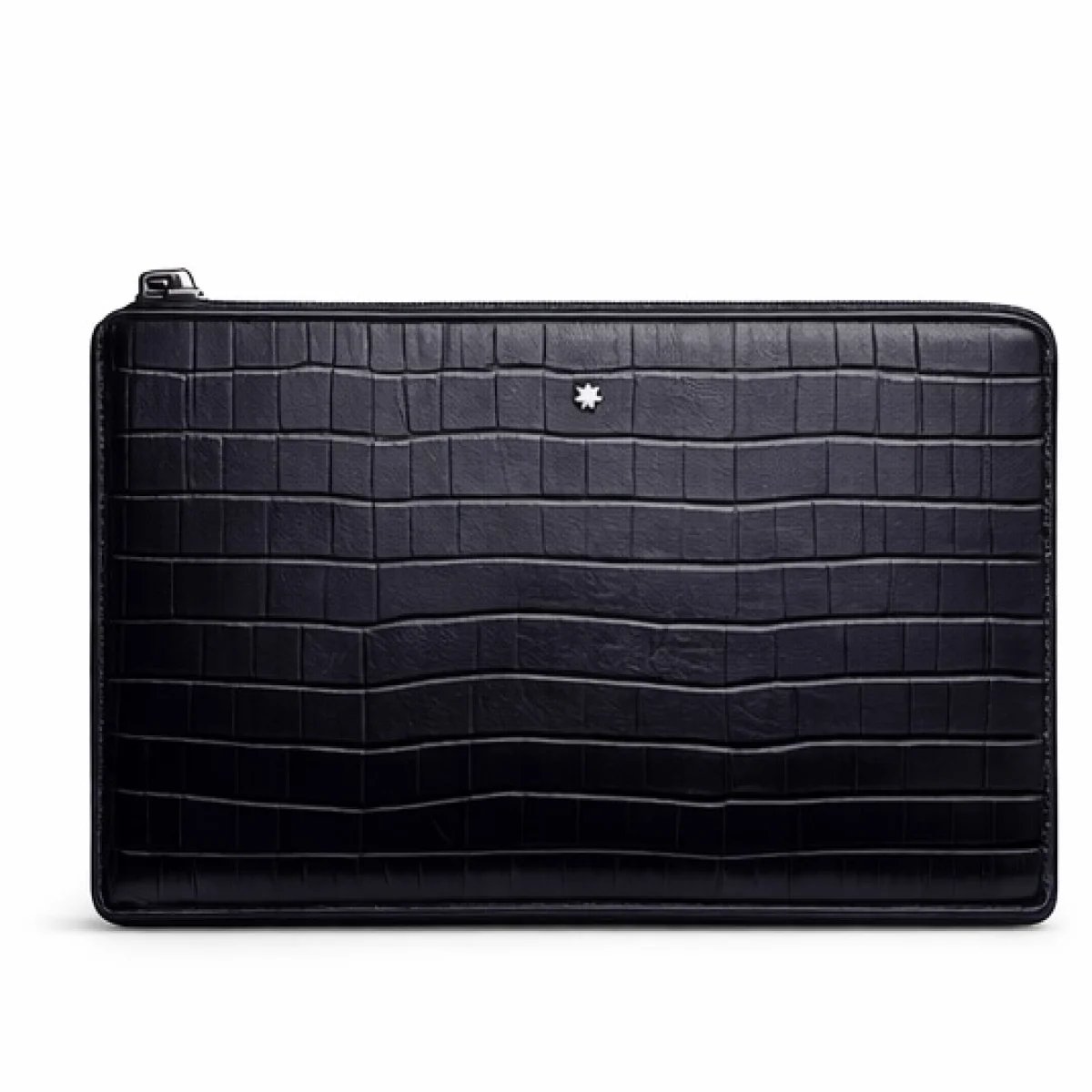 Croco Pattern Leather Zip Clutch – Midnight Black Edition - صورة 4