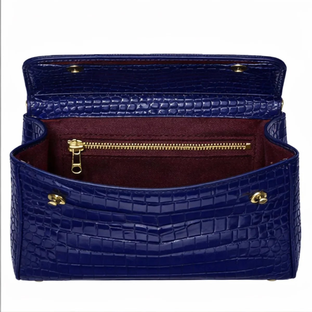 Dolce & Gabbana Crocodile Embossed Top Handle Bag – Royal Blue Edition - صورة 3