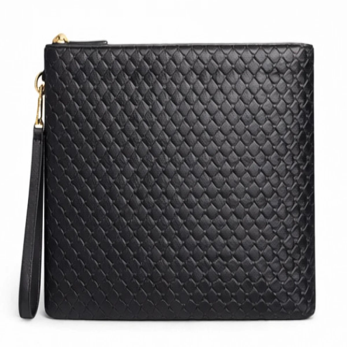 Bottega Veneta – Intrecciato Leather Zip Clutch – Black Edition - صورة 5