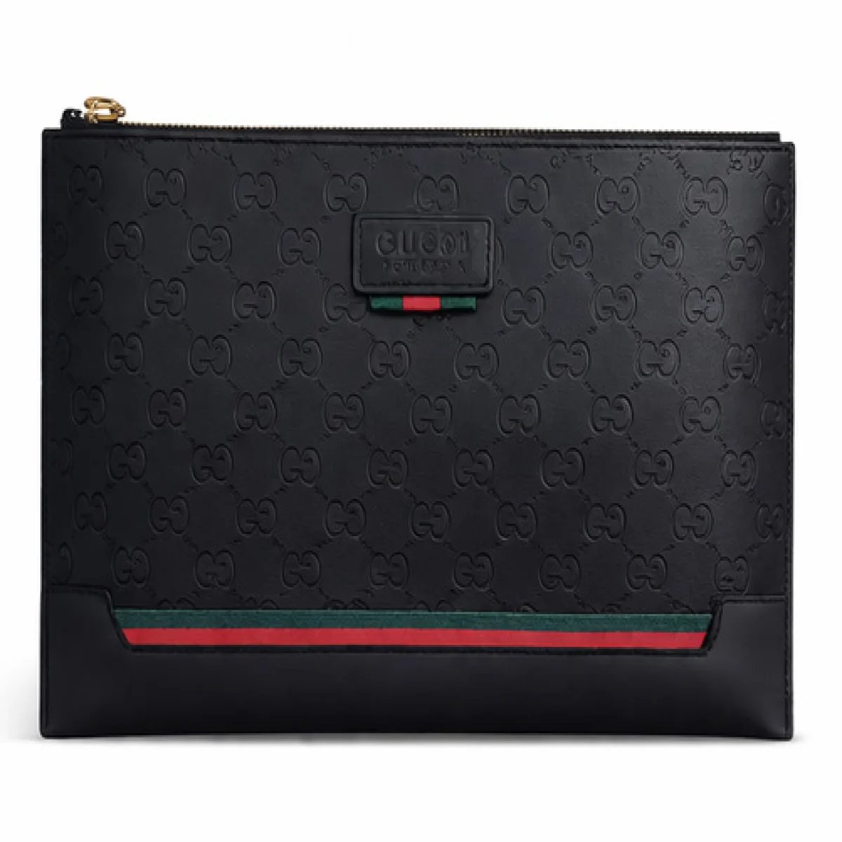 Gucci – GG Embossed Clutch – Black Web Stripe Edition - صورة 5